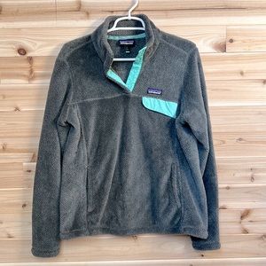Patagonia snap-t pullover gray and teal